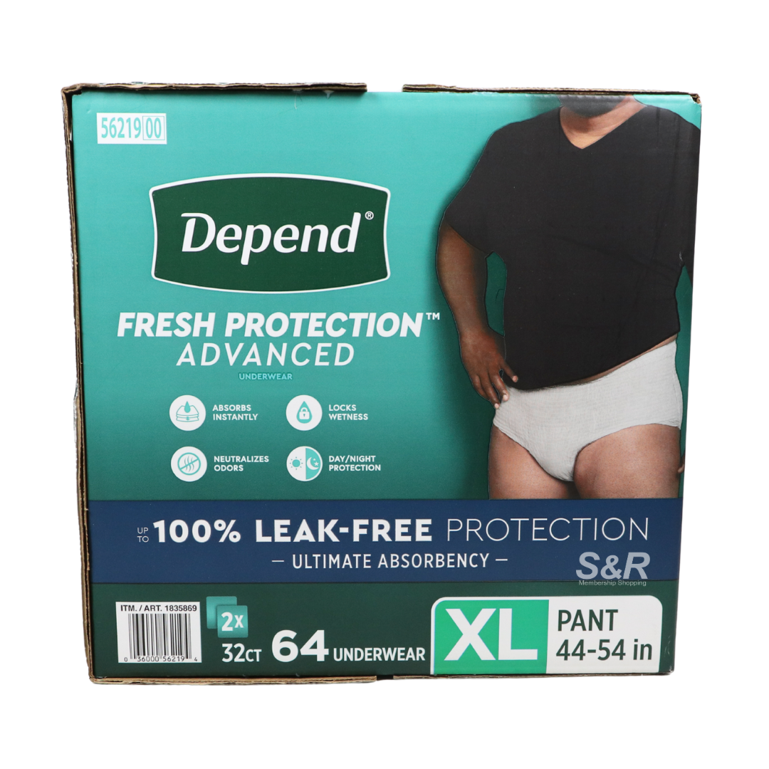 Depend Leak-Free XL Adult Male Underwear 64s